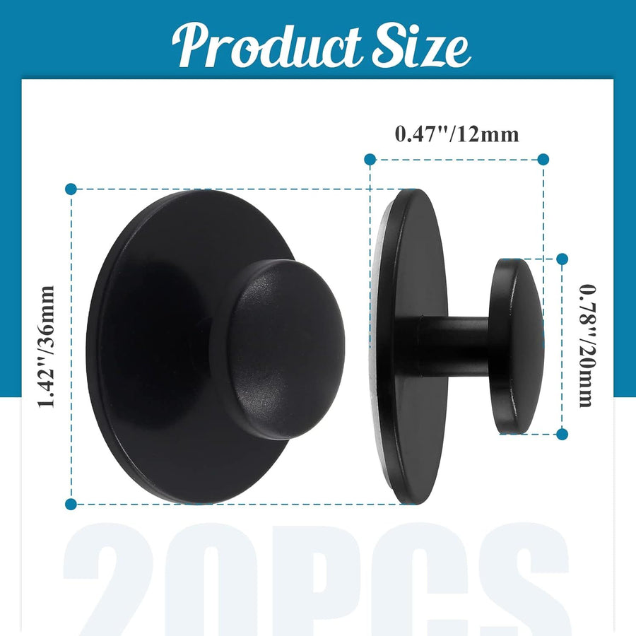 20 Pcs Self Adhesive Cabinet Knobs Mini Drawer Pulls for Kitchen Cabinets, Dressers, Drawers and Wardrobes, Black