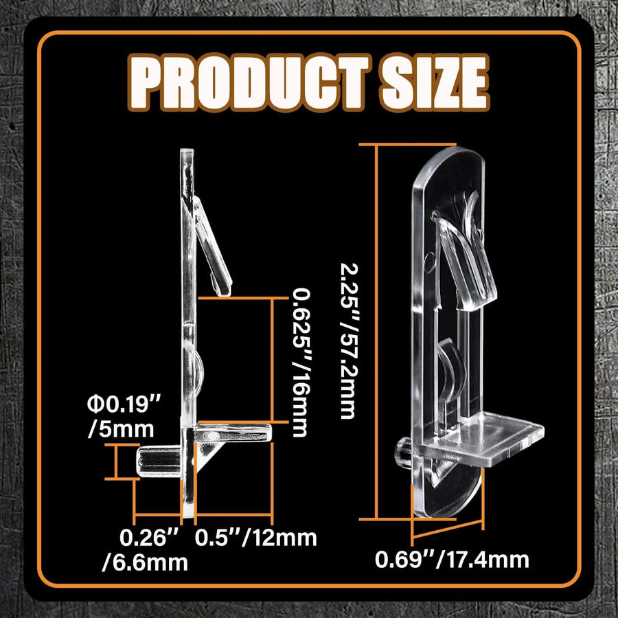 Plastic Locking Shelf Support Pegs, Clear Clips for Kitchen Cabinets Bookcases, 20 Pack, 0.20 inch x 0.63 inch Size