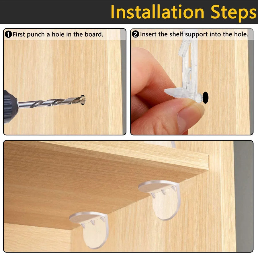 Plastic Locking Shelf Support Pegs, Clear Clips for Kitchen Cabinets Bookcases, 20 Pack, 0.24 inch x 0.75 inch Size
