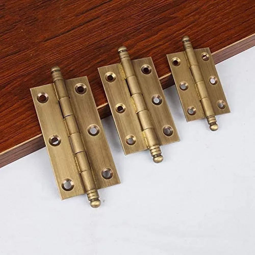 2 Pack Decorative Butt Hinges for Kitchen Cabinet Cupboard Doors, Antique Brass Bronze Finish, 2.5" Size, Brass Construction