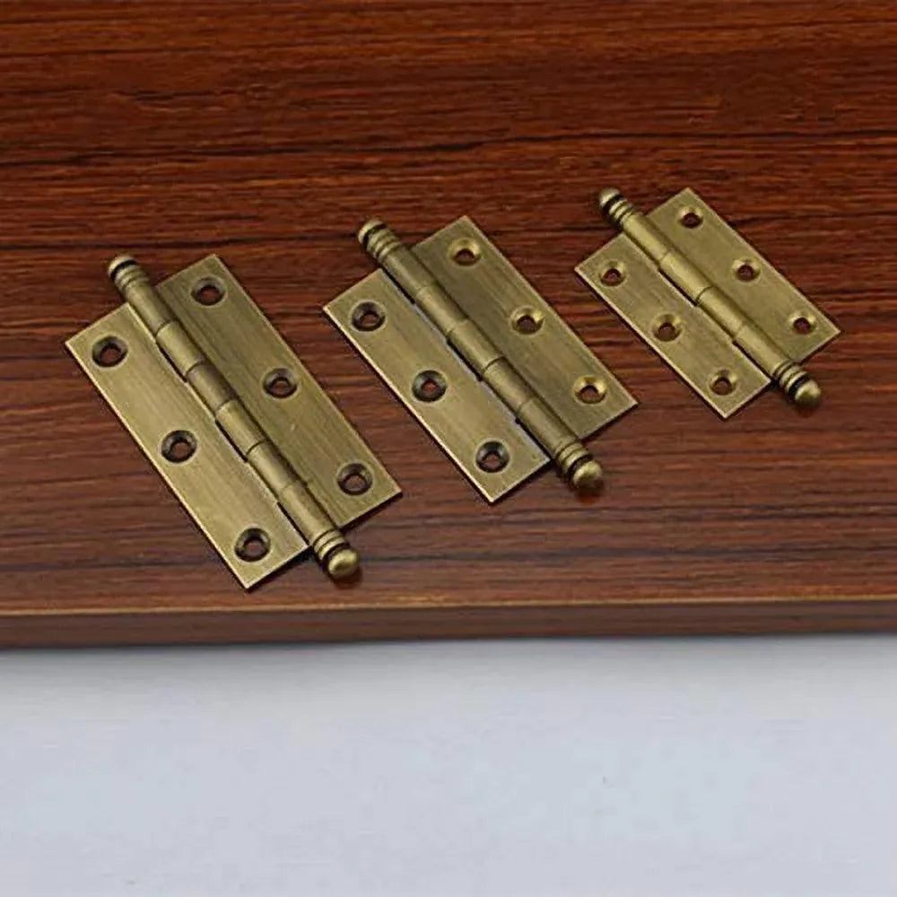2 Pack Decorative Butt Hinges for Kitchen Cabinet Cupboard Doors, Antique Brass Bronze Finish, 3 Inch Size, Brass Construction