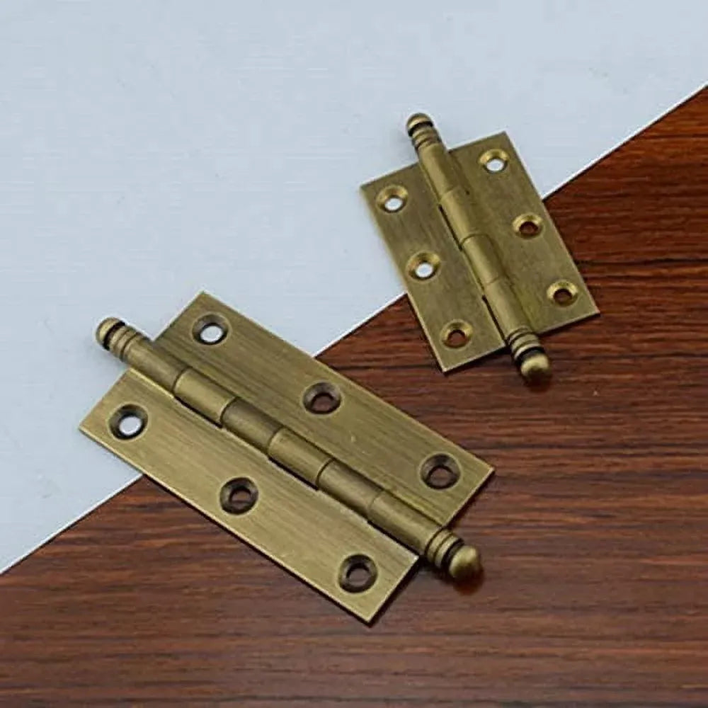 2 Pack Decorative Butt Hinges for Kitchen Cabinet Cupboard Doors, Antique Brass Bronze Finish, 3 Inch Size, Brass Construction