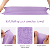 2 Pcs Exfoliating Back Scrubber Towel with Handles, Nylon Body Washcloth for Shower, Men Women, Purple, Daily Comfort Use