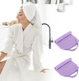 2 Pcs Exfoliating Back Scrubber Towel with Handles, Nylon Body Washcloth for Shower, Men Women, Purple, Daily Comfort Use - 45-Degree Angle