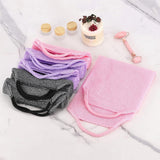2 Pcs Exfoliating Back Scrubber Towel with Handles, Nylon Body Washcloth for Shower, Men Women, Purple, Daily Comfort Use - Rear View