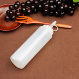 Plastic Condiment Squeeze Bottles 3 Pack with Tip Caps, 32 Oz for Sauce Ketchup Mustard and Olive Oil, White, Durable Plastic Construction - Close-Up Angle