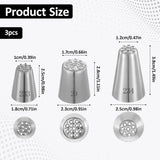 3 Pcs Grass Piping Tips, Stainless Steel Icing Decorating Tips for Cupcakes, Cakes and DIY Baking, 233 234 29, Stainless Steel Construction - Front View