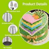 3 Pcs Grass Piping Tips, Stainless Steel Icing Decorating Tips for Cupcakes, Cakes and DIY Baking, 233 234 29, Stainless Steel Construction - Side View