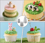 3 Pcs Grass Piping Tips, Stainless Steel Icing Decorating Tips for Cupcakes, Cakes and DIY Baking, 233 234 29, Stainless Steel Construction - 45-Degree Angle