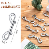 30 Pcs Double Ended Bolt Snaps Heavy Duty Metal Clips for Scuba Diving Farm Gates and Pet Harnesses Silver 3.5In - Side View