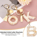 Initial B Keychain with Tassel and Bead Charm for Bag Purse Backpack Keys, Gold Tone Beige, Daily Comfort Use, for Men Women and Everyday Wear