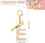 Initial Letter Keychain with Tassel and Lobster Clasp for Bags Keys and Gifts, Cream Gold E, Letter E Option, Daily Comfort Use - Front View