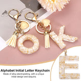 Initial Letter Keychain with Tassel and Lobster Clasp for Bags Keys and Gifts, Cream Gold E, Letter E Option, Daily Comfort Use