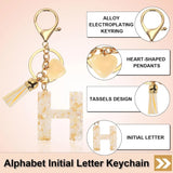 Initial H Letter Keychain with Tassel Charm for Keys Bag Purse Accessories, Cream and Gold, Daily Comfort Use, for Men Women and Everyday Wear - Side View