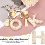 Initial H Letter Keychain with Tassel Charm for Keys Bag Purse Accessories, Cream and Gold, Daily Comfort Use, for Men Women and Everyday Wear