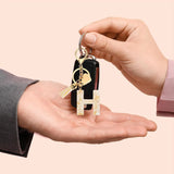Initial H Letter Keychain with Tassel Charm for Keys Bag Purse Accessories, Cream and Gold, Daily Comfort Use, for Men Women and Everyday Wear - 45-Degree Angle