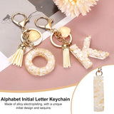 Tassel Keychain with Resin Bar Pendant and Lobster Clasp for Bag Purse Car Keys, Gold White, Letter I Option, Daily Comfort Use