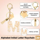 Initial Letter Keychain with Tassel and Gold Tone Clasp for Bags and Keys Cream Gold M, Letter M Option, Daily Comfort Use - Side View