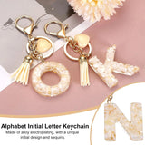 Initial Letter Resin Keychain with Tassel and Lobster Clasp for Bag Purse Backpack Accessories, N Gold Tone, Daily Comfort Use