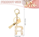 Letter R Keychain with Tassel and Gold Tone Clasp for Bags and Keys Cream White, Daily Comfort Use, for Men Women and Everyday Wear