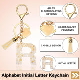 Letter R Keychain with Tassel and Gold Tone Clasp for Bags and Keys Cream White, Daily Comfort Use, for Men Women and Everyday Wear