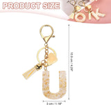 Letter U Keychain with Tassel and Lobster Clasp for Bag Purse Keys, Cream Gold, Daily Comfort Use, for Men Women and Everyday Wear