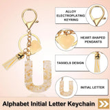 Letter U Keychain with Tassel and Lobster Clasp for Bag Purse Keys, Cream Gold, Daily Comfort Use, for Men Women and Everyday Wear - Side View