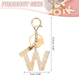 Letter W Initial Keychain with Tassel and Bead Charm for Women Girls Handbag Keys Accessory Gold Tone, Daily Comfort Use