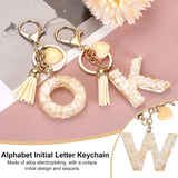 Letter W Initial Keychain with Tassel and Bead Charm for Women Girls Handbag Keys Accessory Gold Tone, Daily Comfort Use