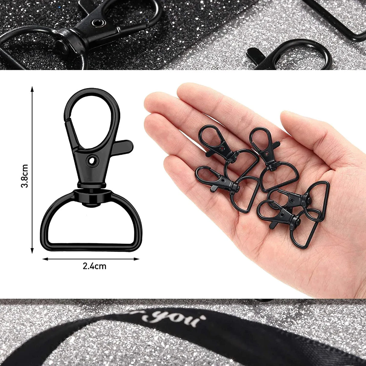 Swivel Snap Hooks with 1 Inch D Ring Lobster Clasps for Tactical Gear and Dog Leashes, 35 Pcs, 25mm, Daily Comfort Use