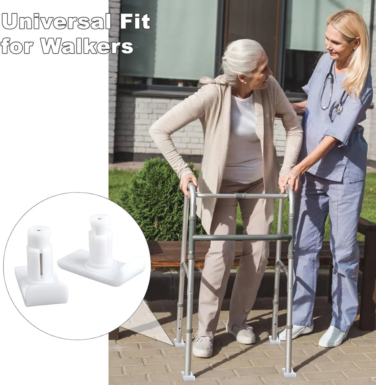 Universal Walker Ski Glides 4 Pack, Mobility Aid Accessory for Seniors, White, Practical Everyday Use, Durable Replacement Accessory