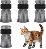 4 Pcs Cat Anti Scratch Mittens, Adjustable Breathable Mesh Claw Covers for Bathing and Nail Trimming, Gray, XL Size
