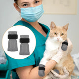 4 Pcs Cat Anti Scratch Mittens, Adjustable Breathable Mesh Claw Covers for Bathing and Nail Trimming, Gray, XL Size - Close-Up Angle