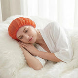 4 Pack Mesh Sleep Bonnets for Women, Elastic Breathable Hair Nets for Sleeping and Hair Drying, Colorful, Pink/Blue/Orange/Black - 45-Degree Angle