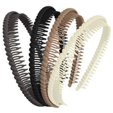 4 Pcs Plastic Headbands with Teeth, Non Slip Comfortable Hair Bands for Women, Home and Commuting, Neutral Colors