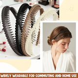 4 Pcs Plastic Headbands with Teeth, Non Slip Comfortable Hair Bands for Women, Home and Commuting, Neutral Colors - Side View