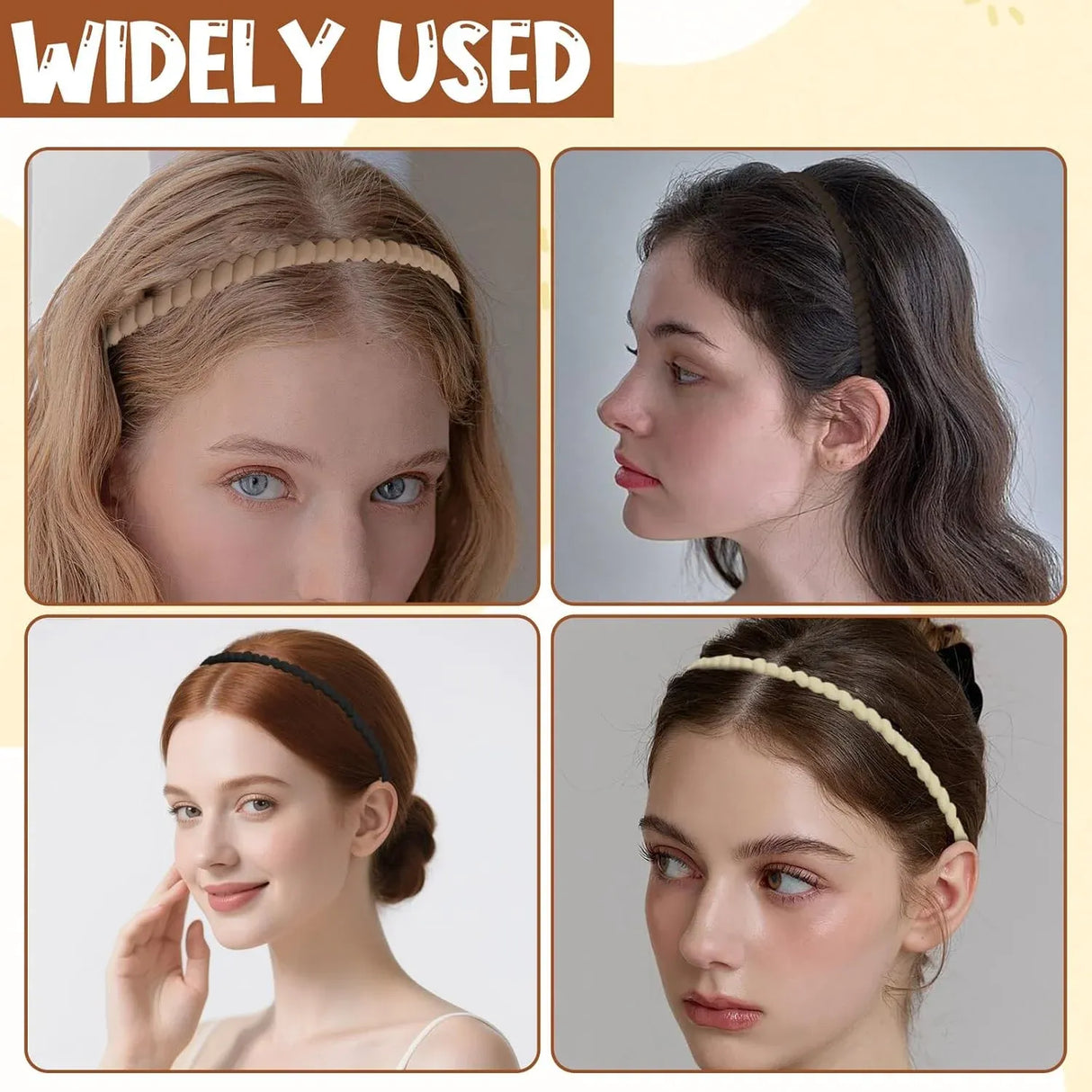 4 Pcs Plastic Headbands with Teeth, Non Slip Comfortable Hair Bands for Women, Home and Commuting, Neutral Colors
