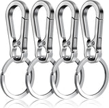 4 Pack Pet ID Tag Clips, Heavy Duty Stainless Steel Key Ring Hooks for Dog Cat Collars and Harnesses, Silver, Stainless Steel Construction