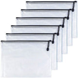 6 Pcs A6 Mesh Zipper Pouches Plastic Zip File Folders for Office Receipts and Cosmetics Black 6 x 4.5 Inch, Durable Plastic Construction