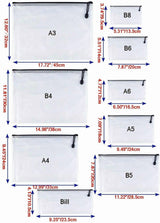 6 Pcs A6 Mesh Zipper Pouches Plastic Zip File Folders for Office Receipts and Cosmetics Black 6 x 4.5 Inch, Durable Plastic Construction - Side View