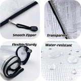 6 Pcs A6 Mesh Zipper Pouches Plastic Zip File Folders for Office Receipts and Cosmetics Black 6 x 4.5 Inch, Durable Plastic Construction - Top-Down View