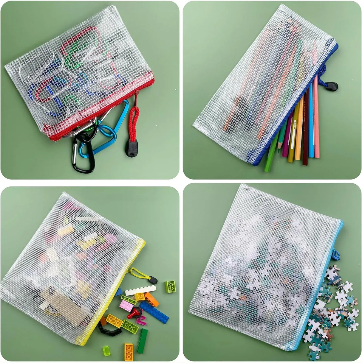 6 Pcs A6 Mesh Zipper Pouches Plastic Zip File Folders for Office Receipts and Cosmetics Black 6 x 4.5 Inch, Durable Plastic Construction