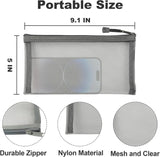 6 Pcs Nylon Mesh Zipper Makeup Bags Cosmetic Pouches for Travel and Home Organization, Small Gray, Daily Comfort Use - Front View