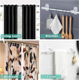 8 Pack No Drill Curtain Rod Brackets, Self Adhesive Adjustable Nail Free Hangers for Curtain Poles 0.62-1.57 Inch, Clear