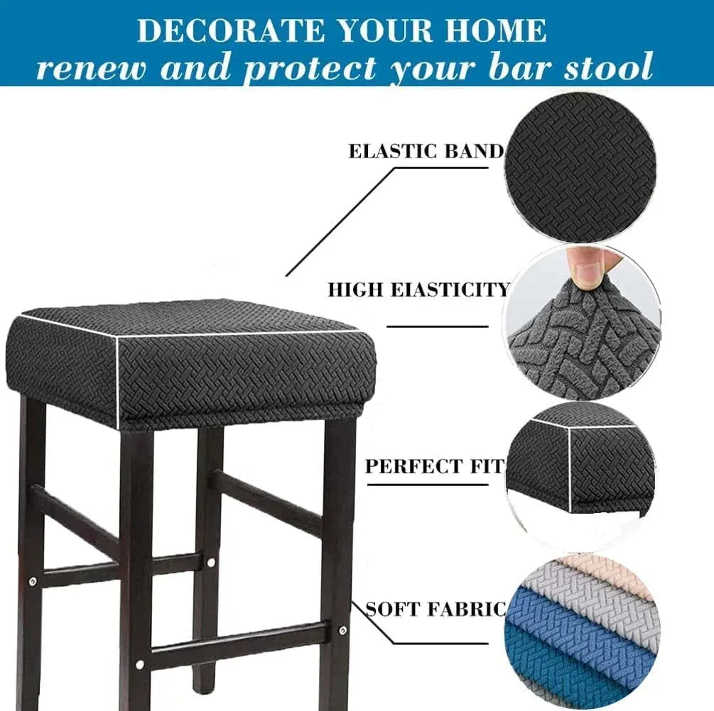 Bar Stool Covers 1 Pack Stretch Washable Saddle Seat Slipcovers for Counter Stools and Vanity Stools, Beige