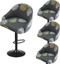 4 Pack Bar Stool Slipcovers Stretch Swivel Chair Covers with Back for Armchair Kitchen Island Gray Leaf Pattern