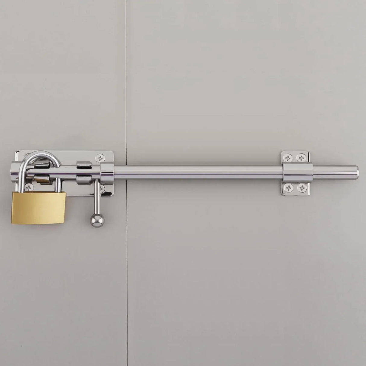 Barrel Bolt Door Latch 14 Inch 304 Stainless Steel Heavy Duty Slide Lock for Gate Barn Door with 8.5 mm Padlock Hole Silver