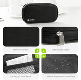 Travel Pill Organizer, Large 7 Day AM PM Weekly Box with Portable Canvas Zipper Case for Vitamins Supplements and Fish Oils, Black - Front View