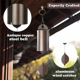 Wind Chimes Outside Deep Resonance Low Tone Serenity Bell Copper Garden Decor for Patio Porch Yard, for Garden Yard and Outdoor Use - Front View