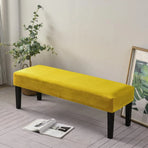Dining Bench Cushion Cover Stretch Velvet Washable Rectangle Seat Protector for Dining Room Piano Bench Living Room Bedroom Yellow